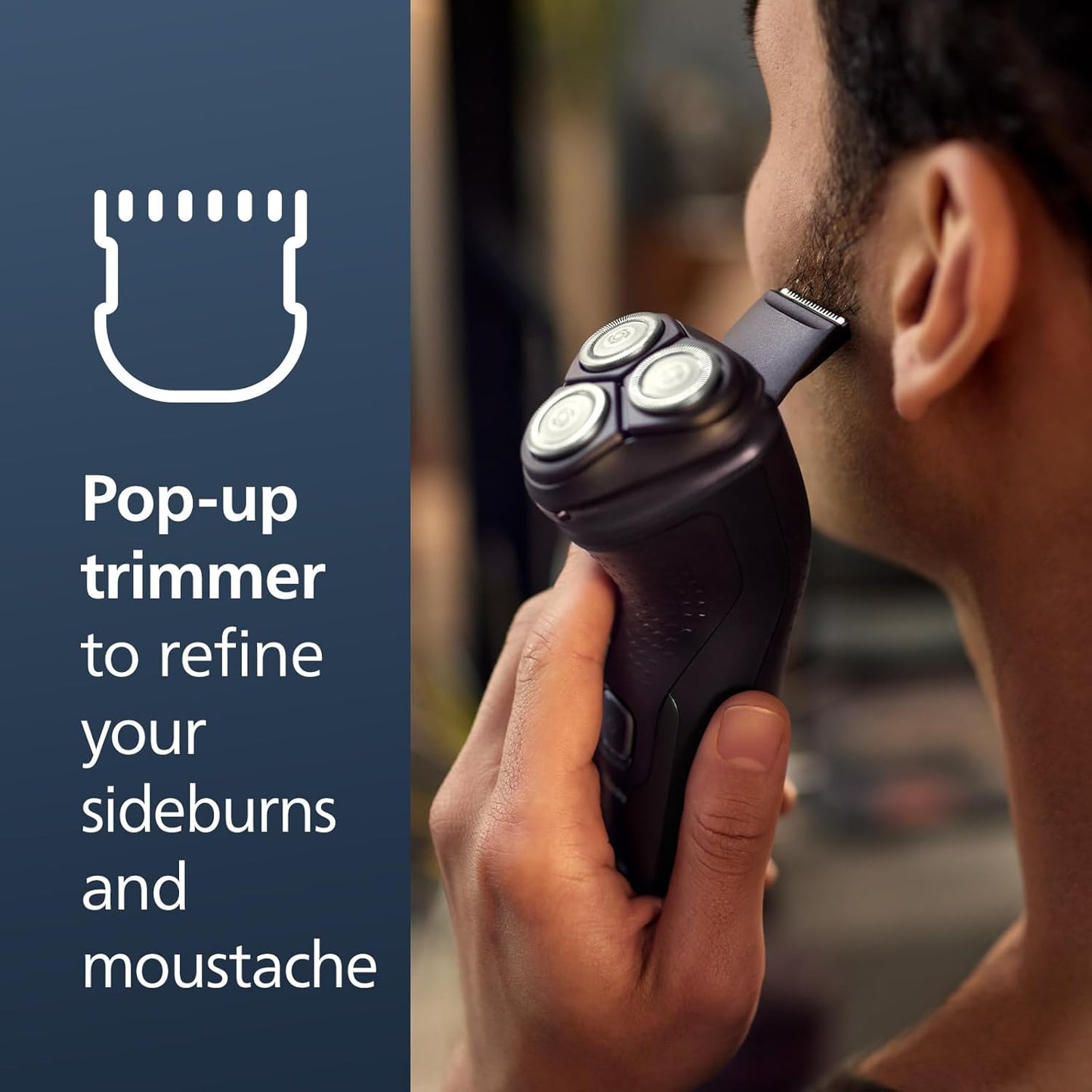 Shaver 2400 Series, Wet and Dry Electric Shaver, Pop-Up Trimmer, P-Cap, Deep Black, Model X3001/90
