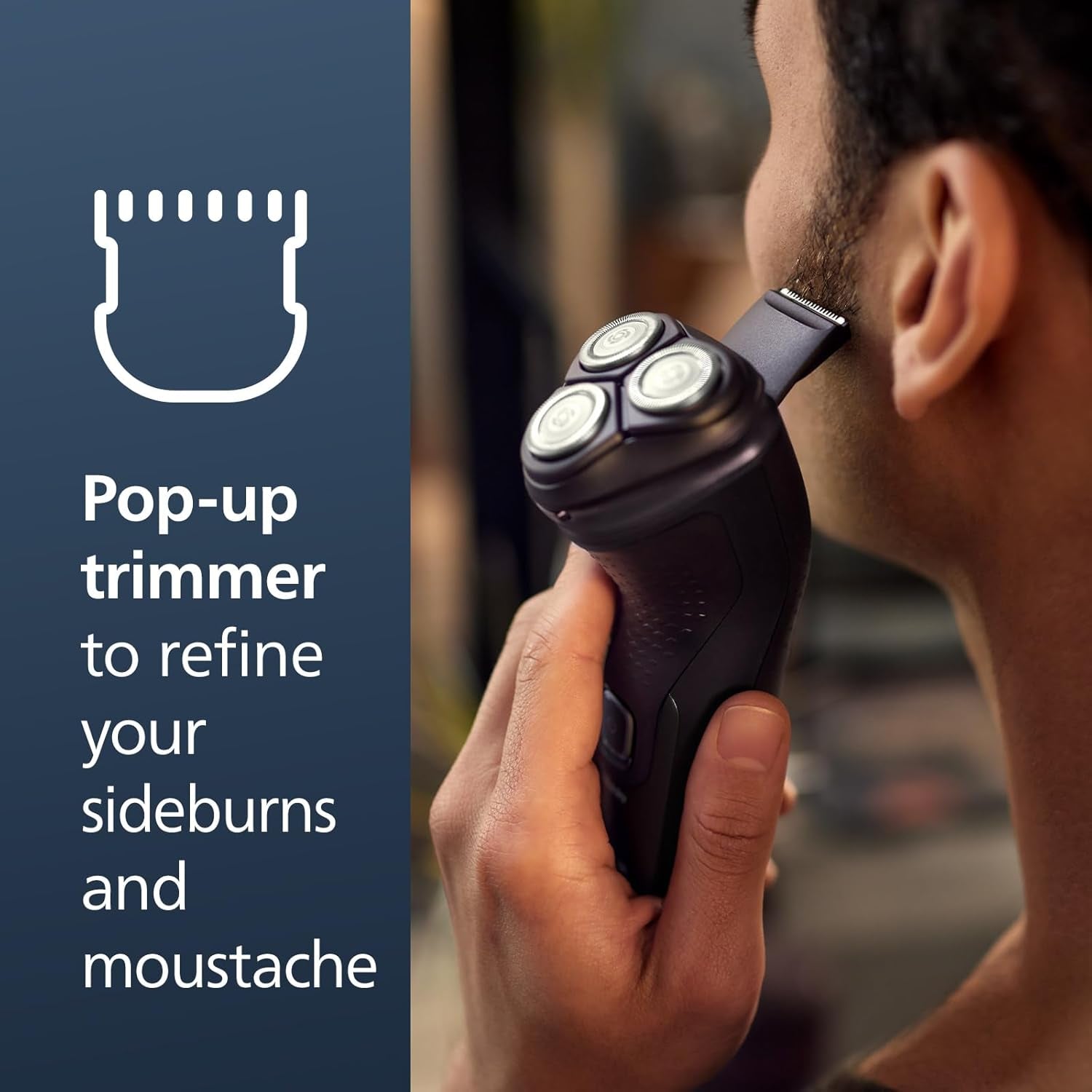 Shaver 2400 Series, Wet and Dry Electric Shaver, Pop-Up Trimmer, P-Cap, Deep Black, Model X3001/90