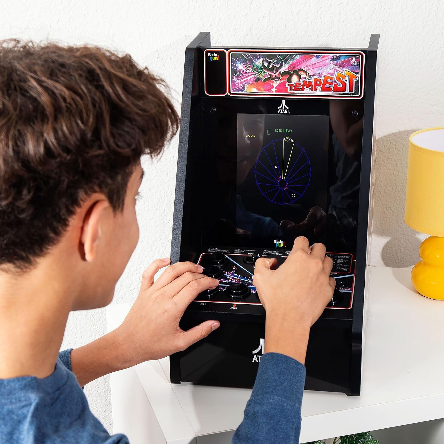 - Atari Tempest Counter Series Game Machine, 5 Games, 8" Liquid Crystal Screen - Mini Cabinet, Portable Gaming, Retro, Countertop Console, Basement Decoration, Man Cave