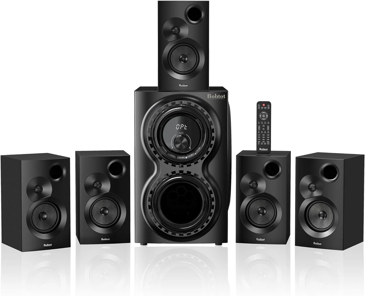 Surround Sound Systems 1400 Watts Peak Power Home Theater Speakers - 12" Subwoofer Strong Bass 5.1 Wired Loud Stereo Audio System with Bluetooth ARC Optical Input for TV