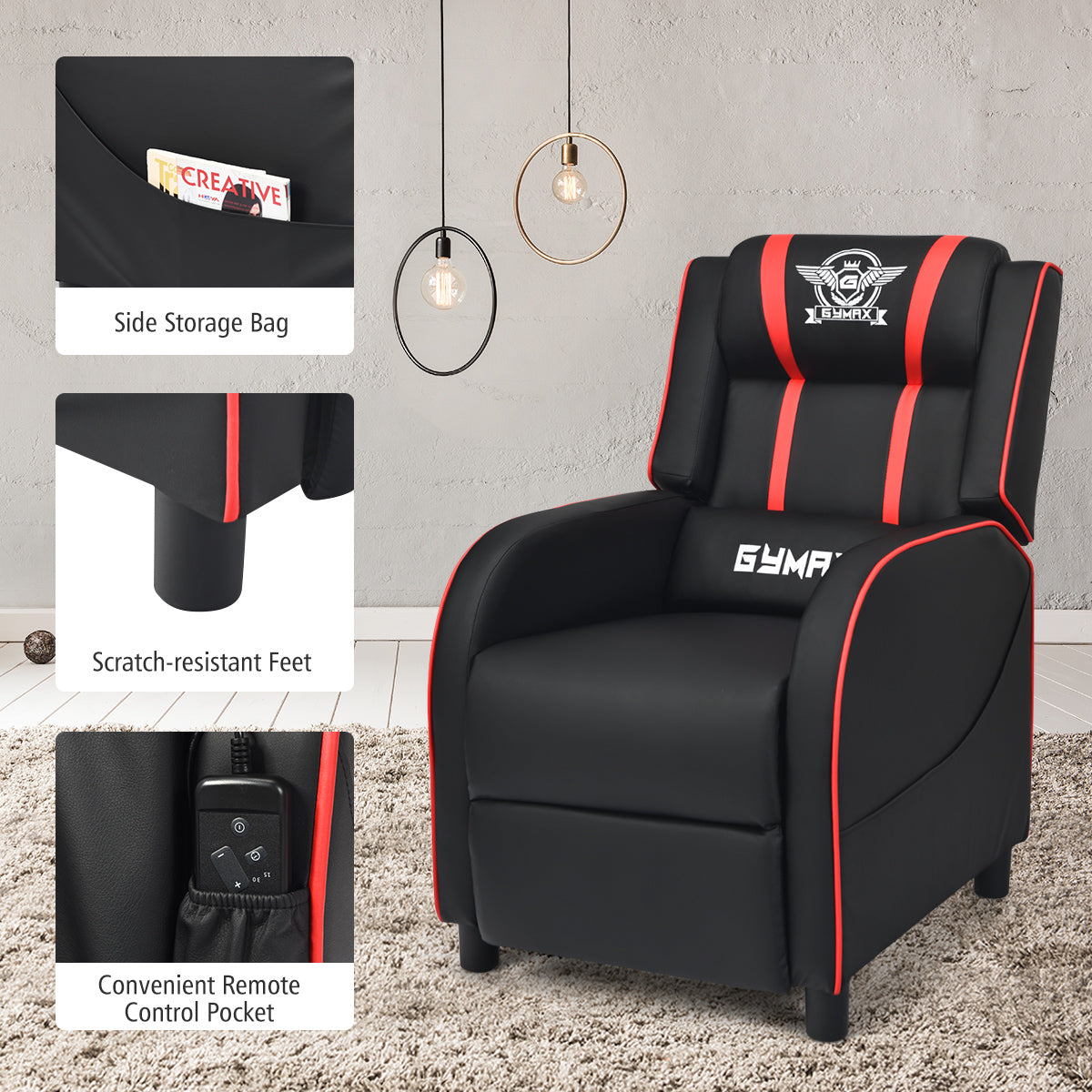 Massage Gaming Recliner Chair Racing Single Lounge Sofa Home Theater Seat