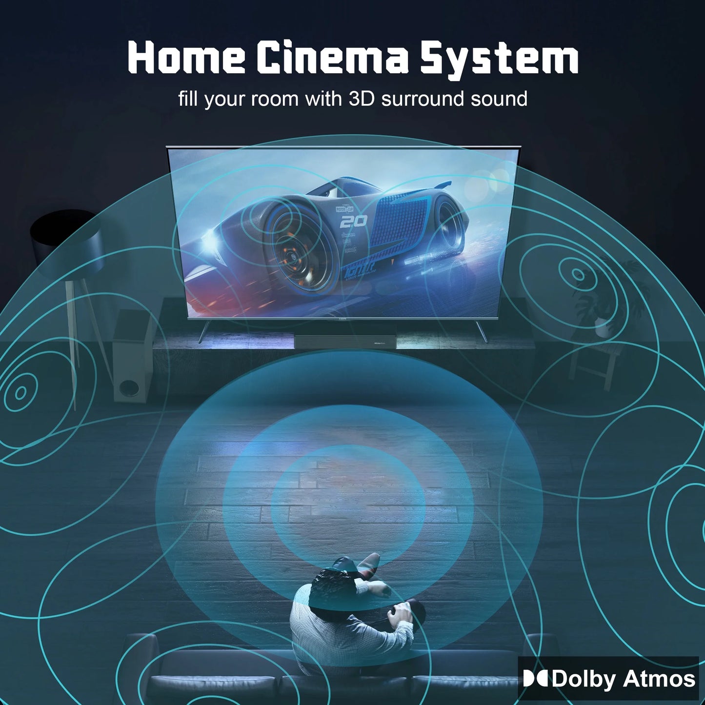 Sound Bar for TV, 200W Peak Power Dolby Atmos Soundbar with Subwoofer, 2.1 CH 3D Surround Home Audio TV Speakers with Remote Control, Bluetooth 5.3/Hdmi-Arc/Aux/Opt