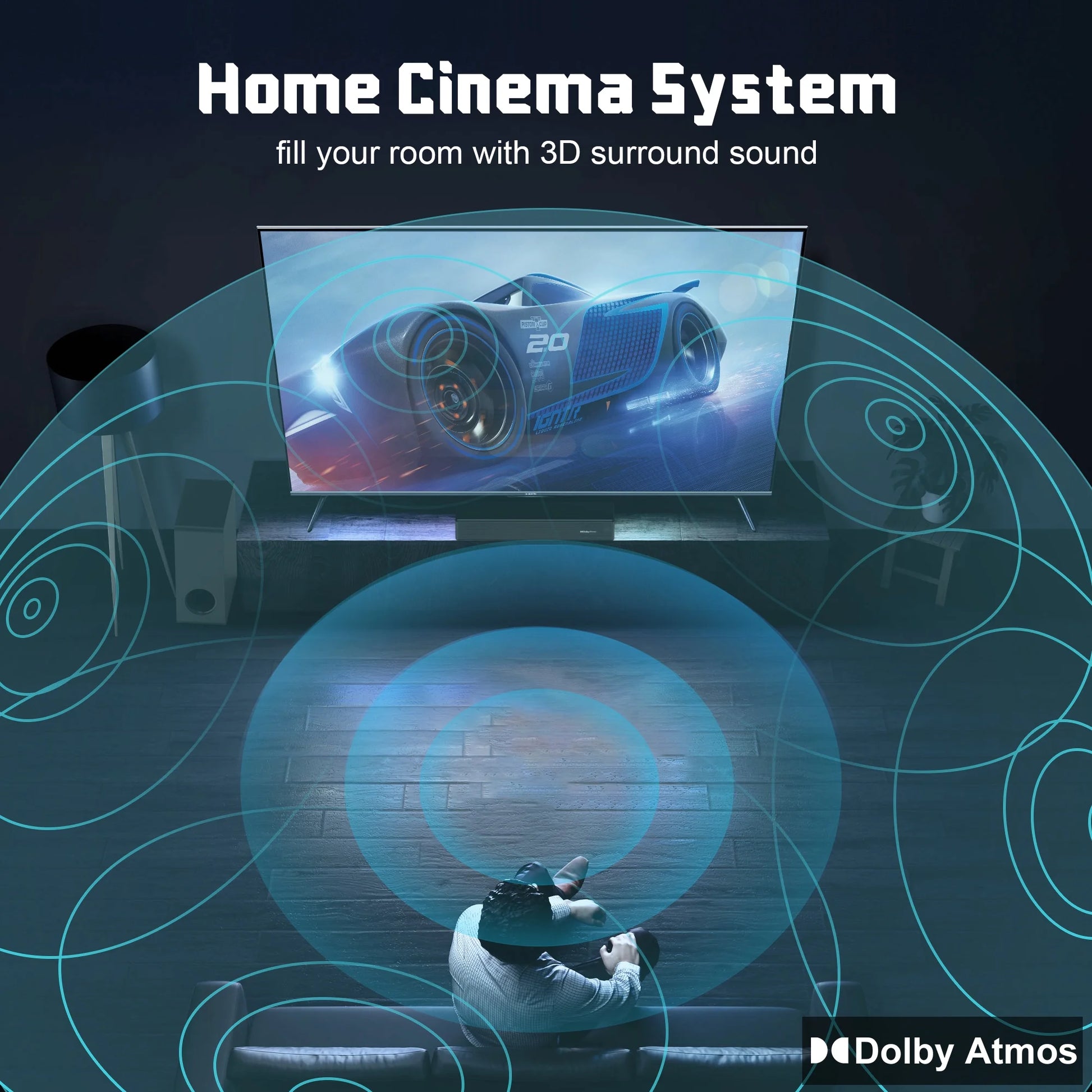 Sound Bar for TV, 200W Peak Power Dolby Atmos Soundbar with Subwoofer, 2.1 CH 3D Surround Home Audio TV Speakers with Remote Control, Bluetooth 5.3/Hdmi-Arc/Aux/Opt