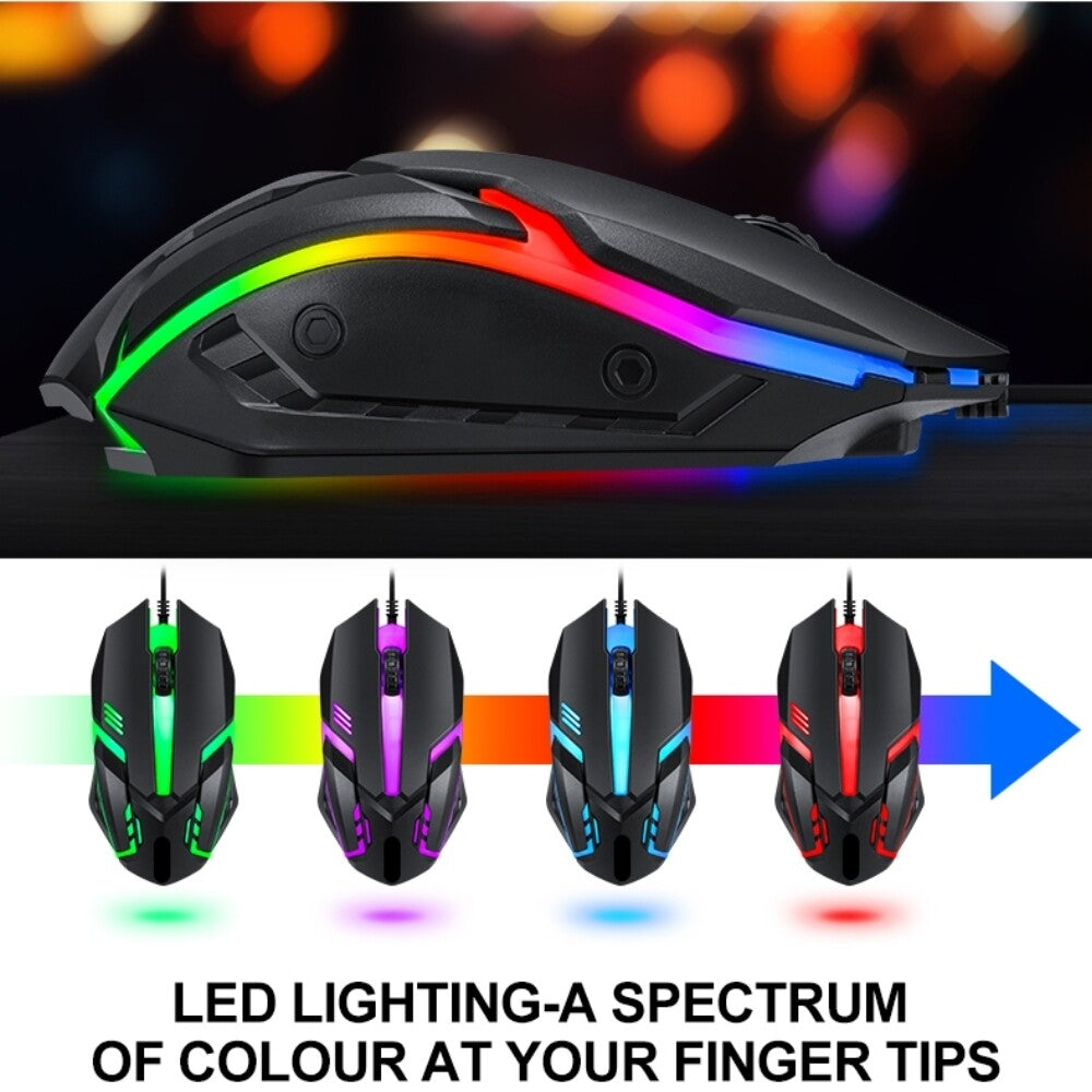 RGB PC Gaming Keyboard Mouse & Headset Set LED Gamer Bundle Mechanical Kits 4IN1