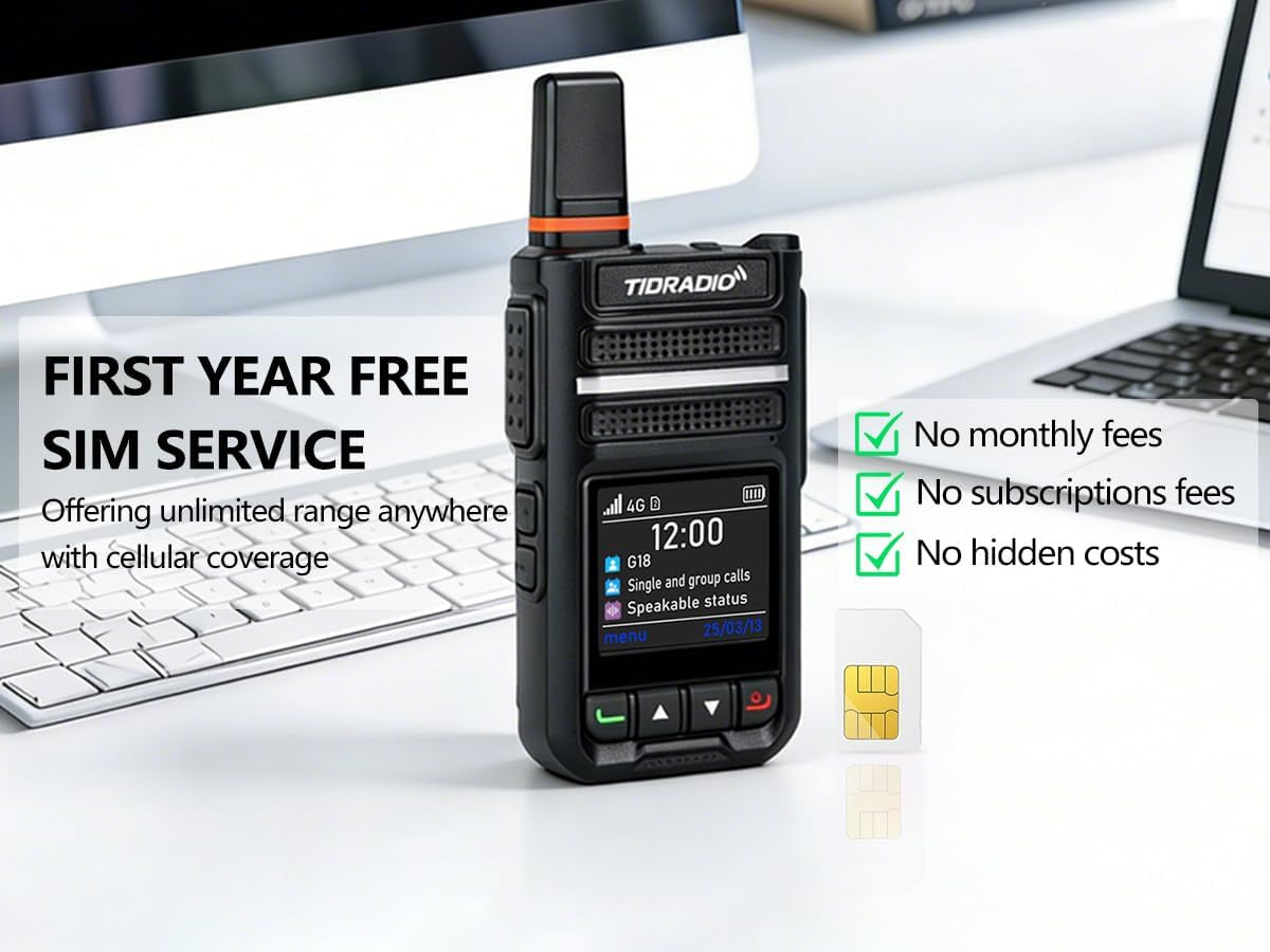 Rapid Global Walkie Talkies Long Range, Unlimited Range TD-G18 4G LTE Poc Radios, Nationwide PTT Two Way Radios Long Distance 6000+Miles for Family Logistics Company-2Pcs with SIM Card