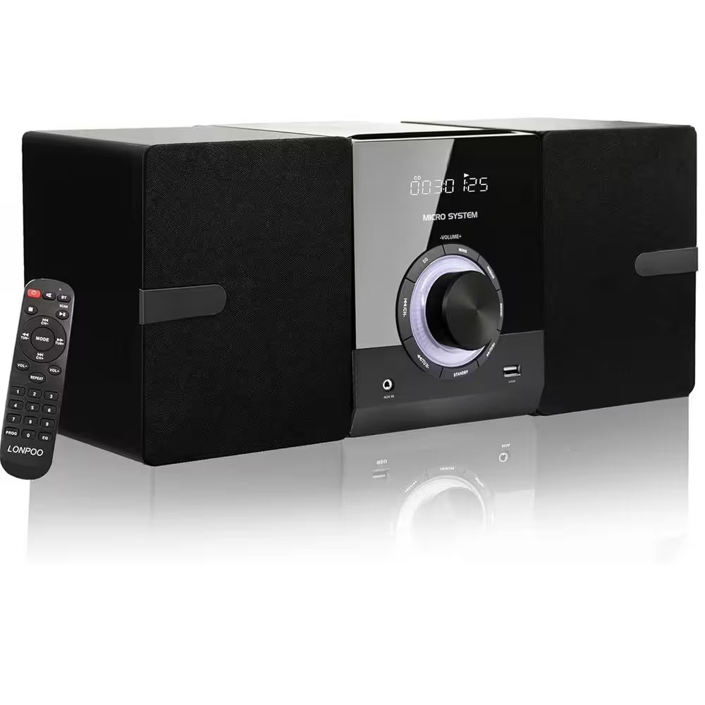Compact 30W Stereo System-Cd Player, Bluetooth, FM Radio, USB, AUX, Earphone Port, Dsp-Tech, Remote (New Version)