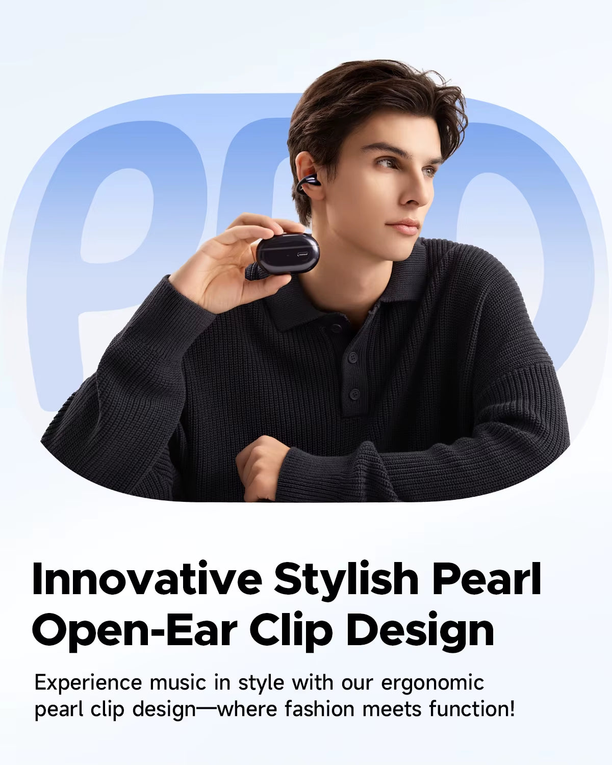 Pearlclip Pro Bluetooth 5.4 Opean-Ear Earbuds Wireless Earphones Multipoint Connection Clip on Headphones with Mic