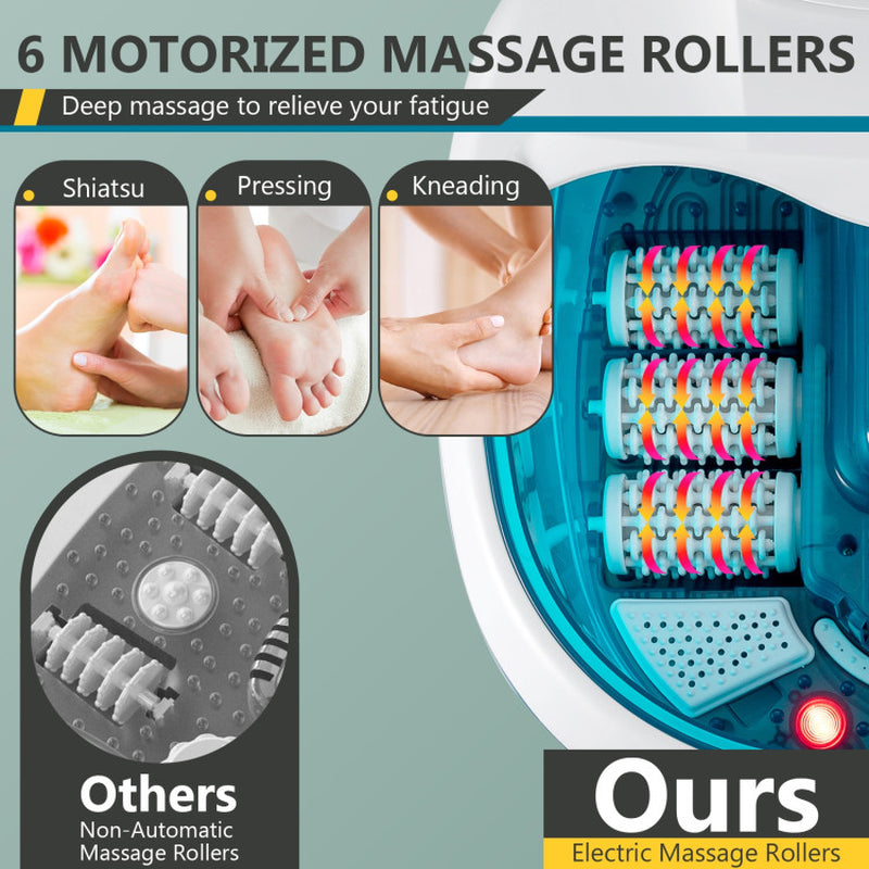 Foot Spa Tub with Bubbles and Electric Massage Rollers for Home Use