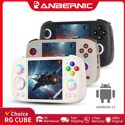 RG Cube Retro Handheld Game Console 3.95" IPS Touch Screen Android 13 RGB Lighting Hall Joystick Support WIFI Streaming