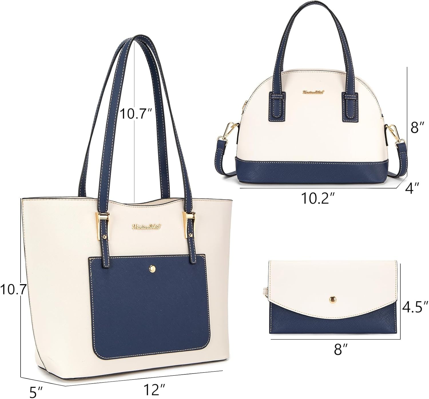 3PCS Purses for Women Tote Bag and Wallet Set Shoulder Satchel Handbags