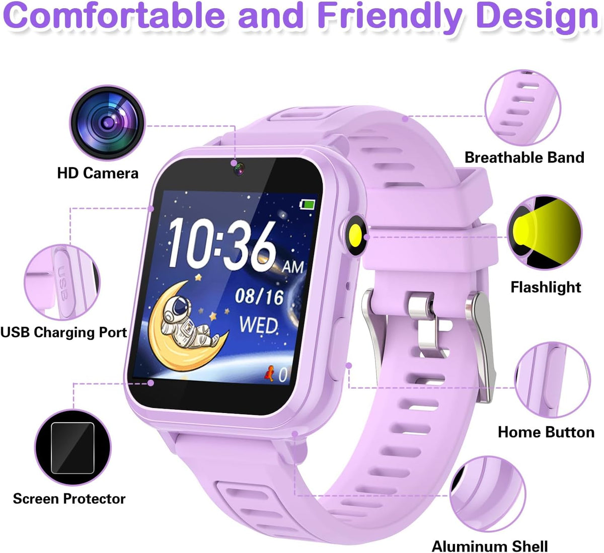 Kids Smart Watches Girls Gift Age 3-12 with 39 Puzzle Games