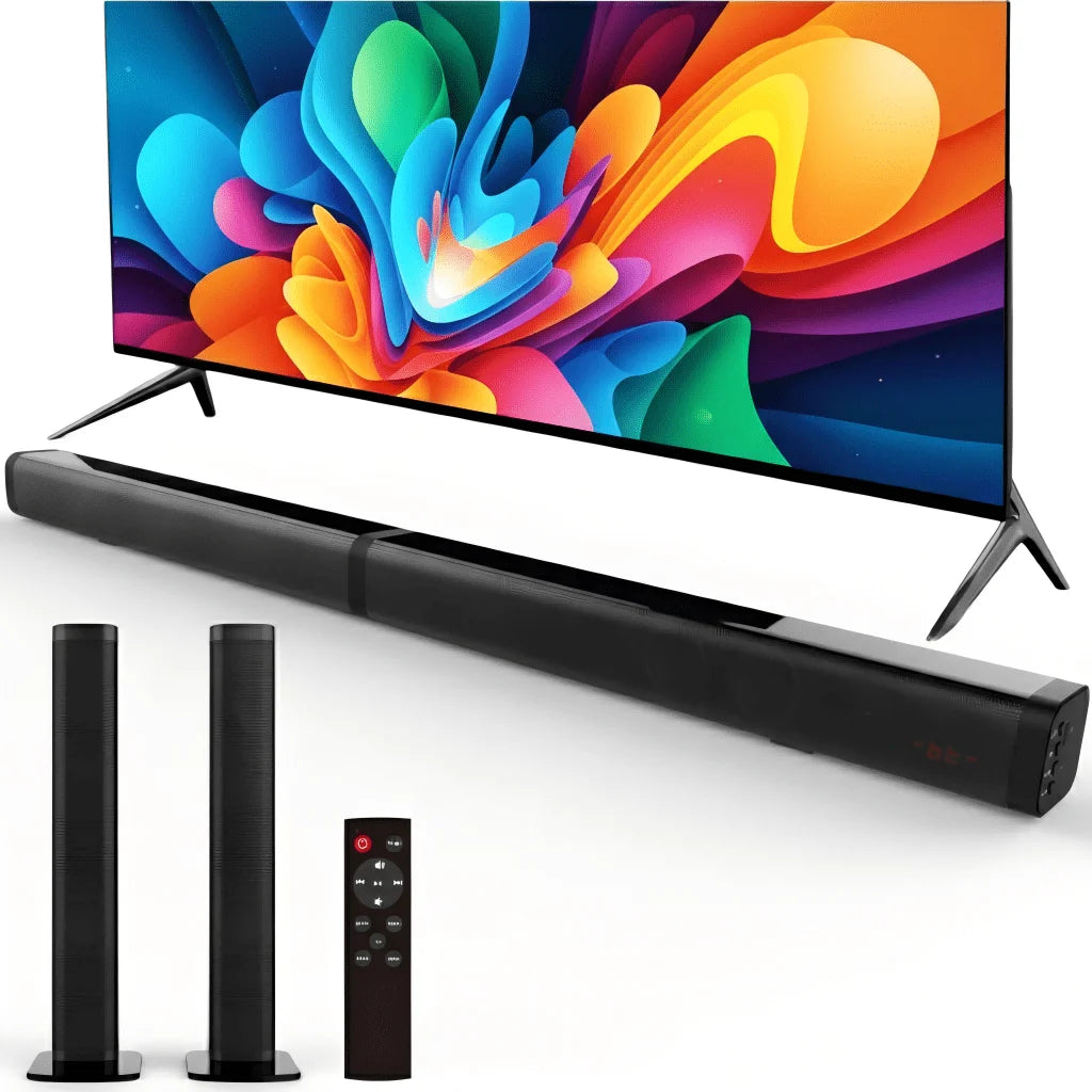 Sound Bar for TV 120W Wireless Bluetooth 5.0 Soundbars 3D Surround Sound System Home Theater Speaker Split Soundbar