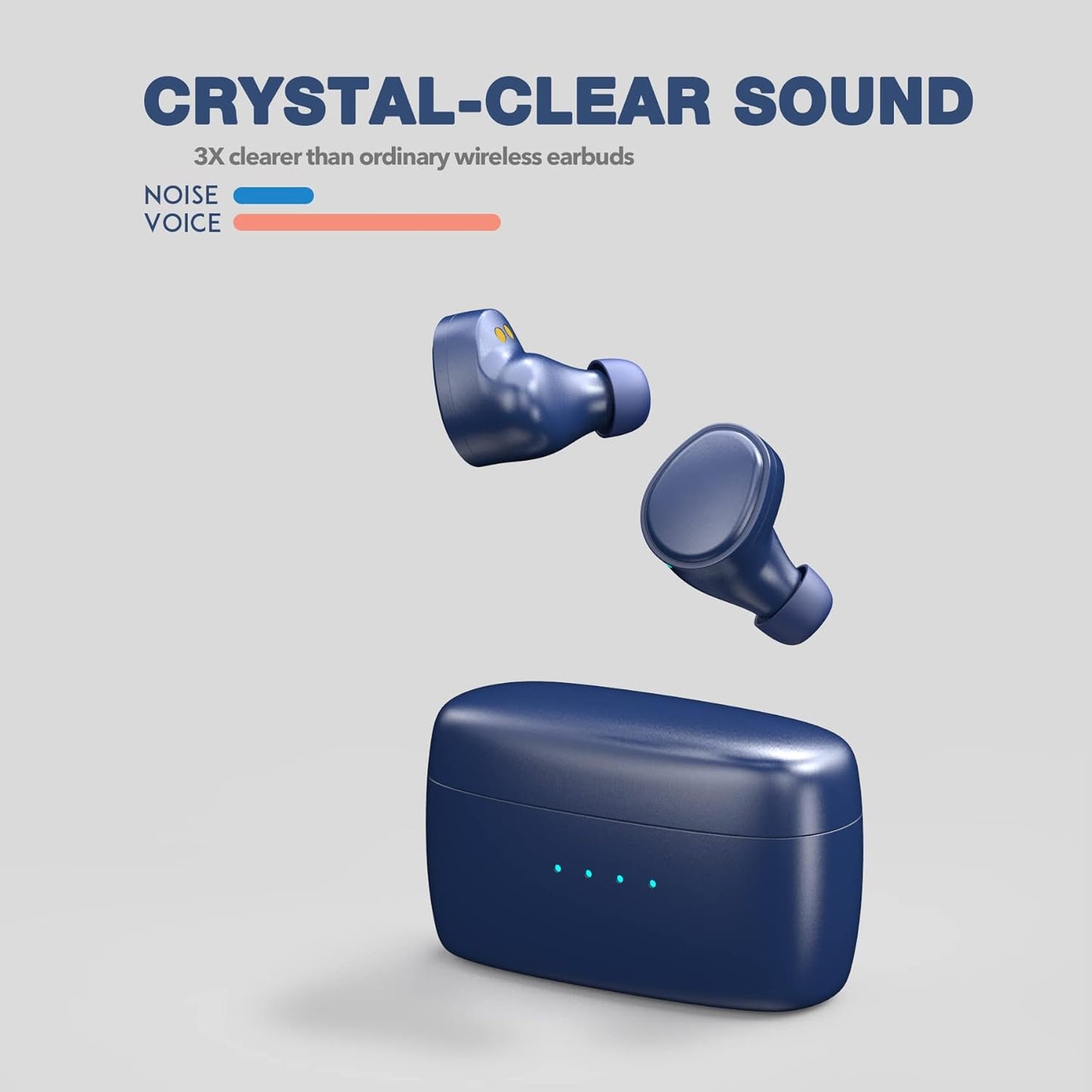 E9 True Wireless Earbuds, Royal Blue – Wireless In-Ear Headphones for Running and Sport – Bluetooth Earbuds with a Comfortable, Secure Fit, 30 Hour Battery, Great Sound