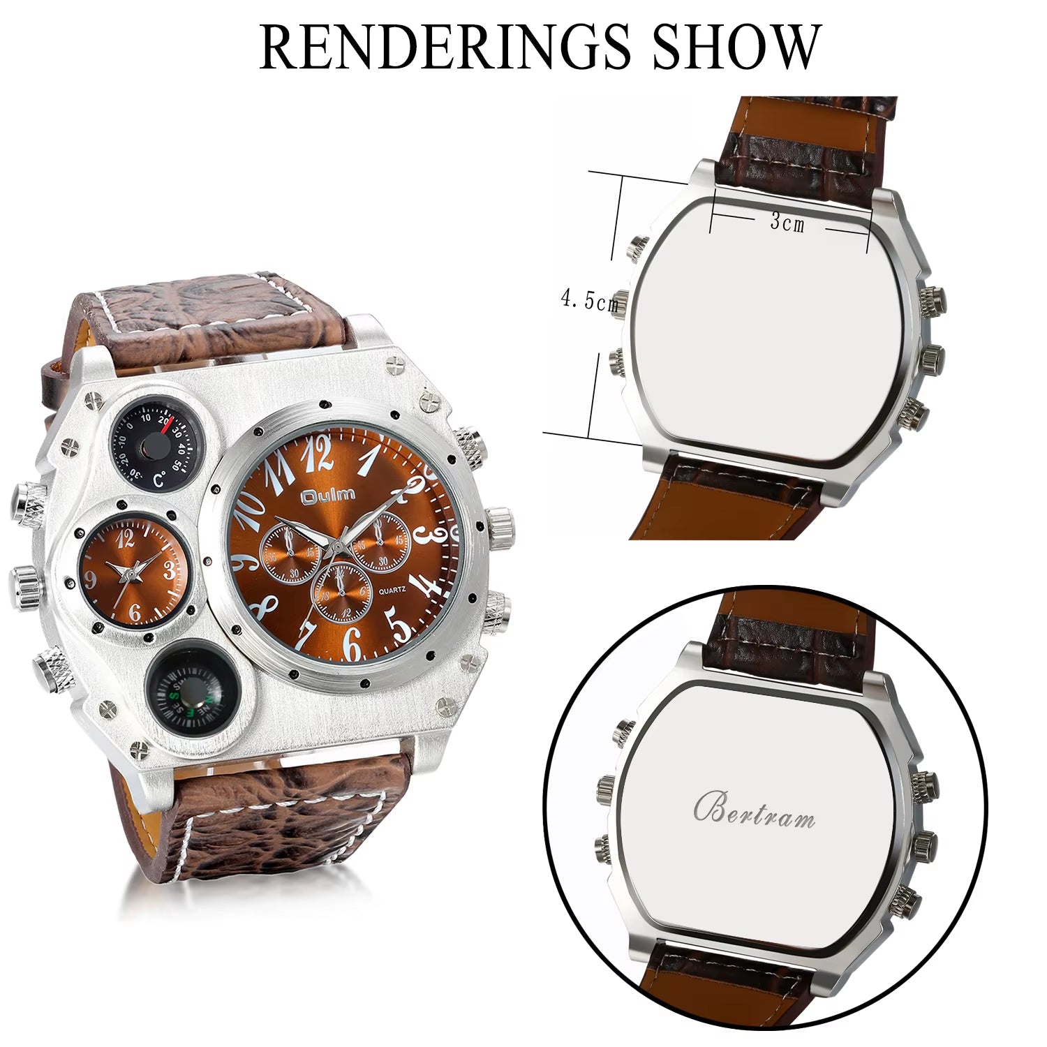 2022 Trendy Luxury Brand Men Watches Men Sport Watches Two Time Zone Wristwatch Decorative Compass Male Quartz Watch