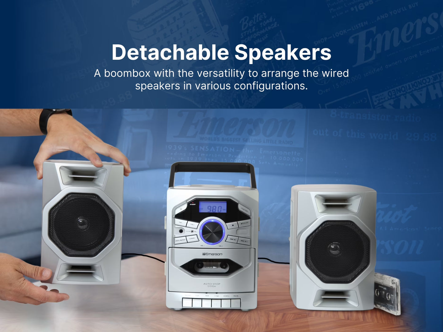 EPB-4000 Portable CD & Cassette Stereo Boombox with AM/FM Radio, Black