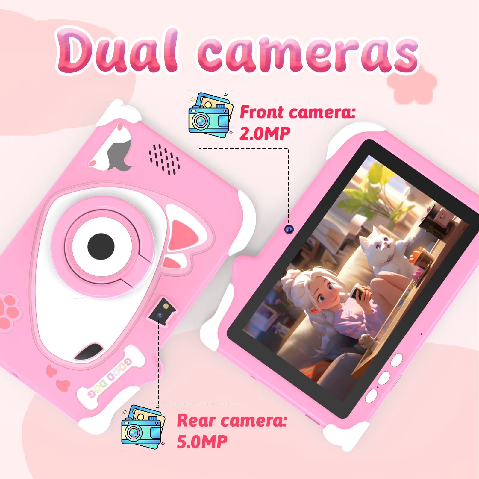 Android 12 Kids Tablet, 7 Inch Tablet for Kids, 4GB RAM 32GB ROM Toddler Tablet, 1.5Ghz Quad-Core Processor, Safety Eye Protection Screen, Parental Control APP, Tablet with Shockproof Case