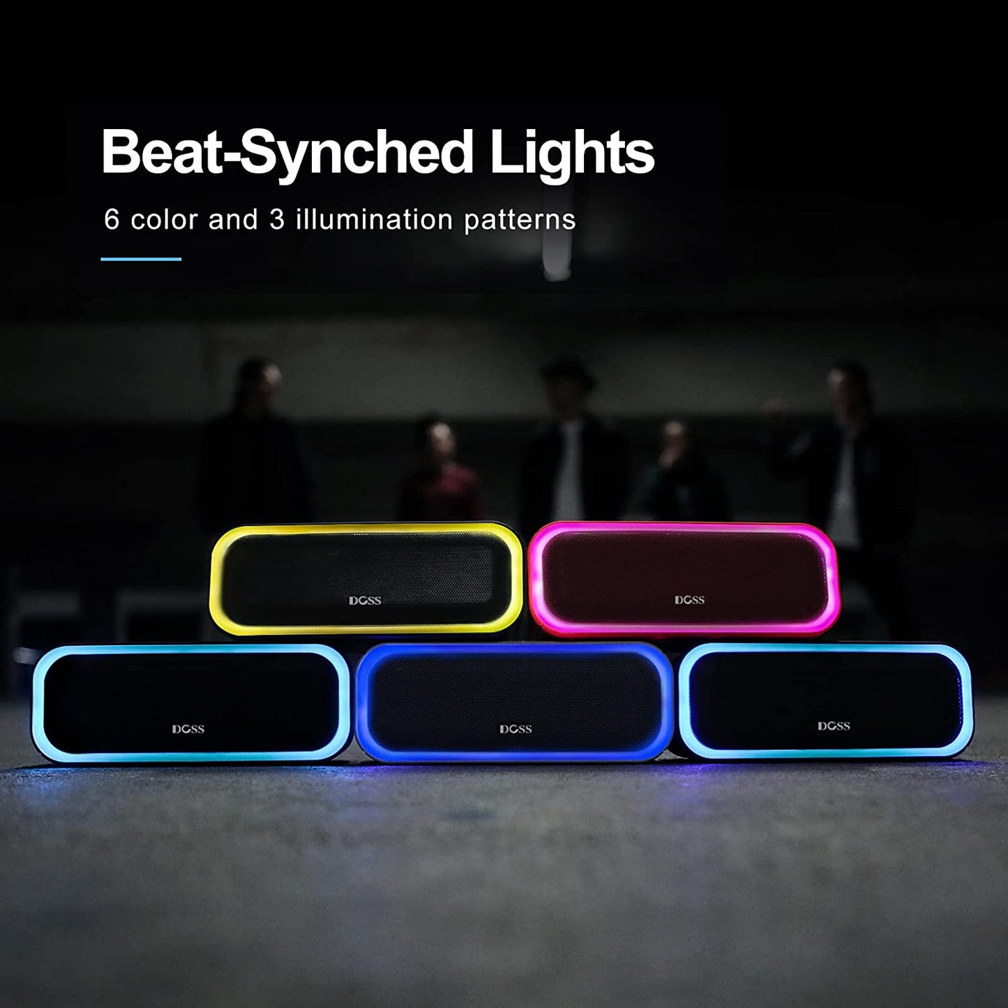 Soundbox Pro Bluetooth Speaker, 20W Stereo Sound, Active Extra Bass, 20H Playtime, Multi-Colors Lights, Wireless Stereo Pairing, IPX6 Waterproof for Garden, Hiking, Camping, Beach, Party-Blue