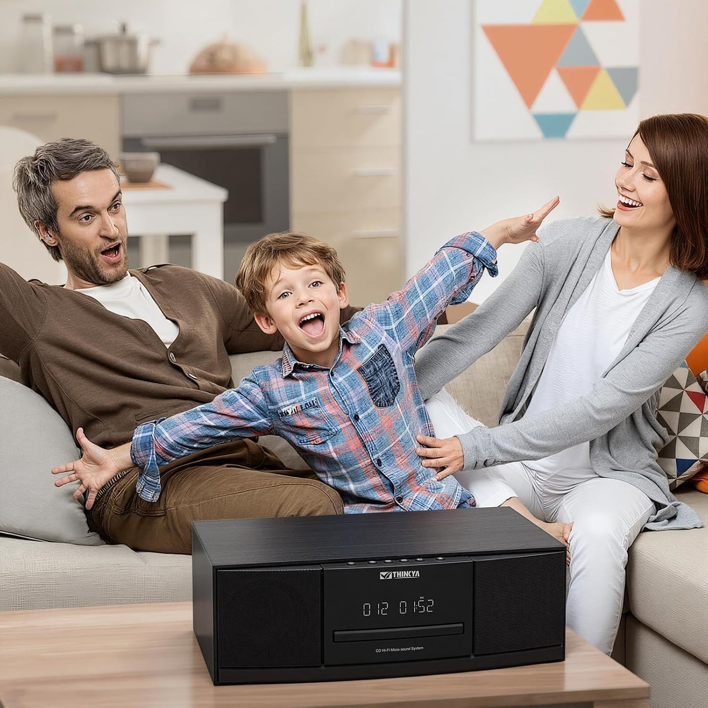 Bluetooth CD Player for Home Stereo System with FM Radio, Remote Control | 36W RMS Clear Stereo Sound, USB/AUX Input, Retro Wooden Design, Ideal Gift for Seniors & Music Lovers (No Clock or Alarm)