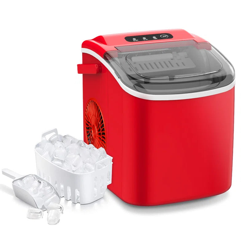 Countertop Ice Maker Ice Machine with Handle,Self-Cleaning Ice Makers, 26Lbs/24H, 9 Ice Cubes Ready in 6 Mins for Home/Kitchen/Bar/Party/Camping