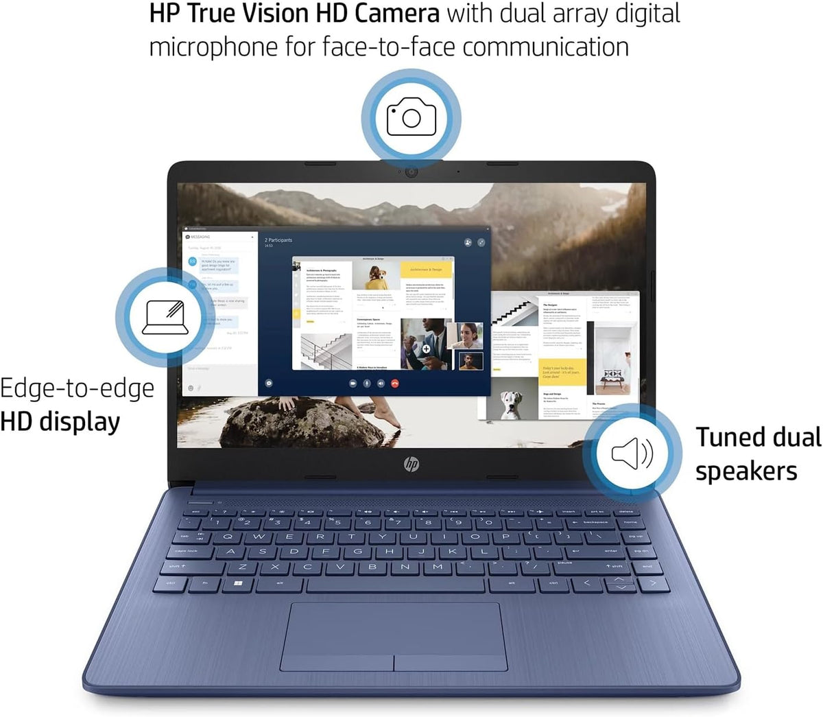 Portable Laptop (Include 1 Year Microsoft 365), 14’’ HD Display, 8GB RAM, 64GB Emmc, Intel Quad-Core N4120, Student and Business, Webcam, HDMI, Wi-Fi, RJ-45, Windows 11 Home, Grayish Blue