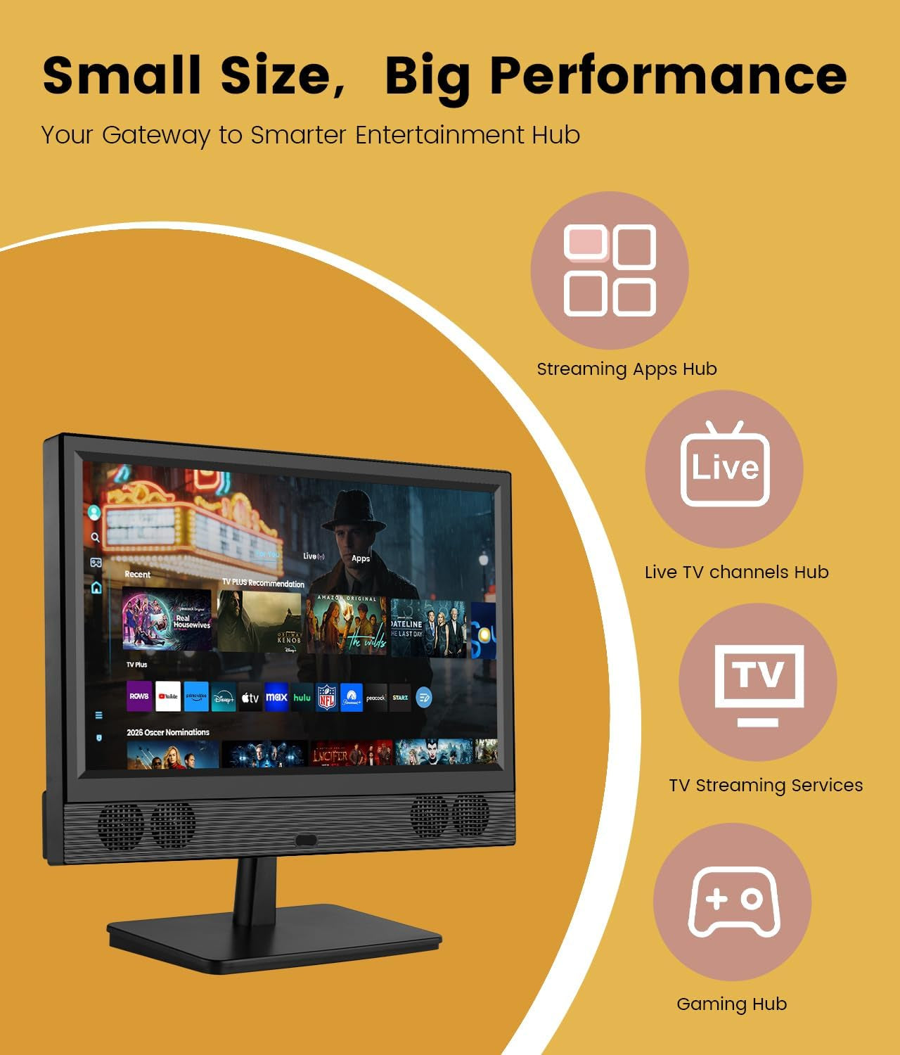 15.6 Inch Small Smart TV - Full HD 1080P Compact Flat Screen Smart Television with Wi/Fi, Bluetooth, Voice Remote for Kitchen, Bedroom, RV
