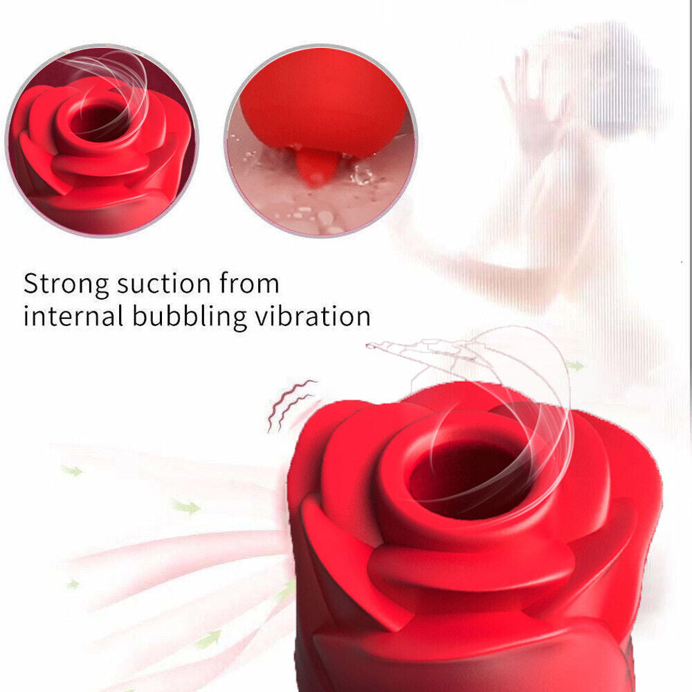 Rose Suction Vibrator Sucking Breast Pump Women Toy Nipple Sucker Rechargeable