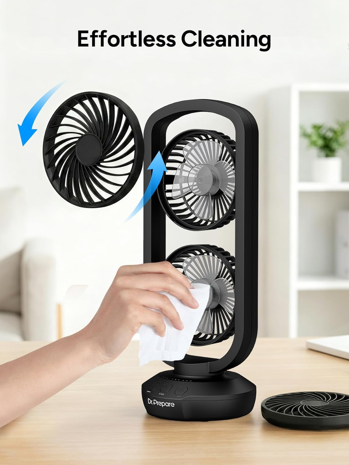 Small Tower Fan Oscillating Table Fans with 270° Tilt, 105° Oscillating, 3 Speeds and 3 Auto-Off Timer, Portable USB Powered Desk Fan for Bedroom Office Home Desk, Powerful Airflow 15 Inch