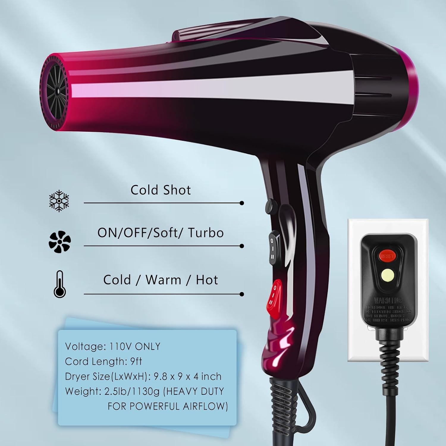 Hair Dryers for Women，3500 Watt Hair Dryer Powerful Blow Dryers | Salon Hair Dryer Quick Dry Ionic Hair Dryer with 3500 Watts AC Motor, High Speed Hair Dryer with Concentrator Diffuser