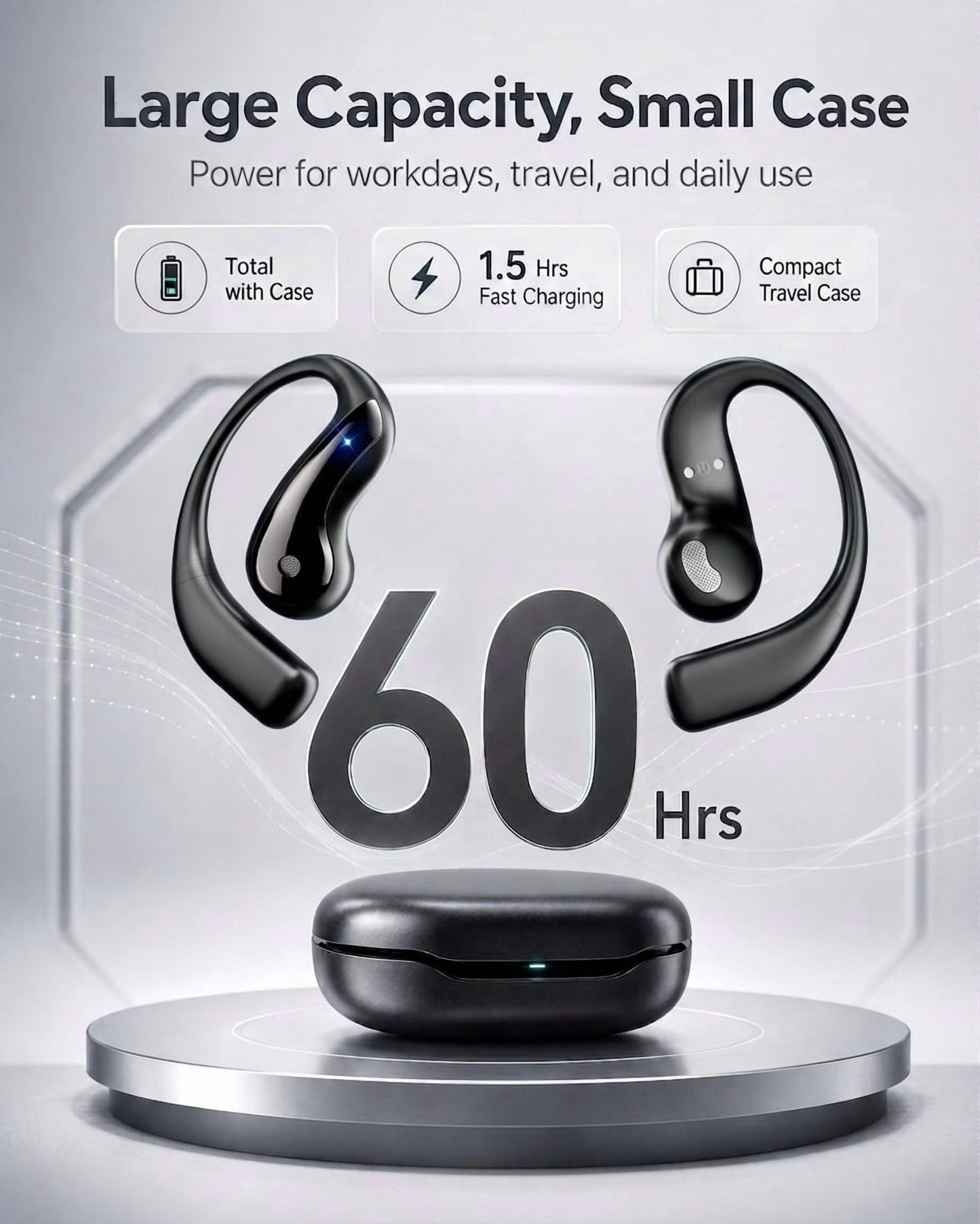 AI Translation Earbuds Real Time, 164 Language Translator Earbuds, 4-In-1 Bluetooth Earbuds Pro, Open-Ear Translator Headphones with No Subscription , 60H Playtime for Travel Work Learning