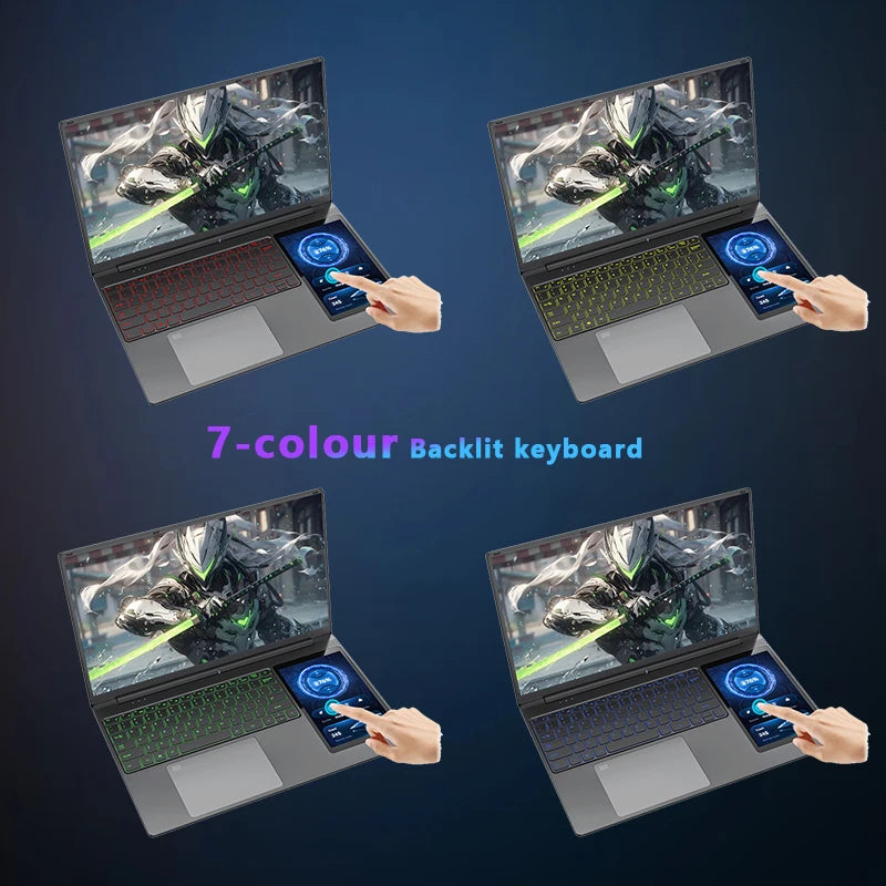 Dual Screen Laptop 15.6 Inch IPS 7 Inch Touch Screen Gaming Laptops Intel N100 16G/32G DDR4 1TB SSD Win11 Notebook