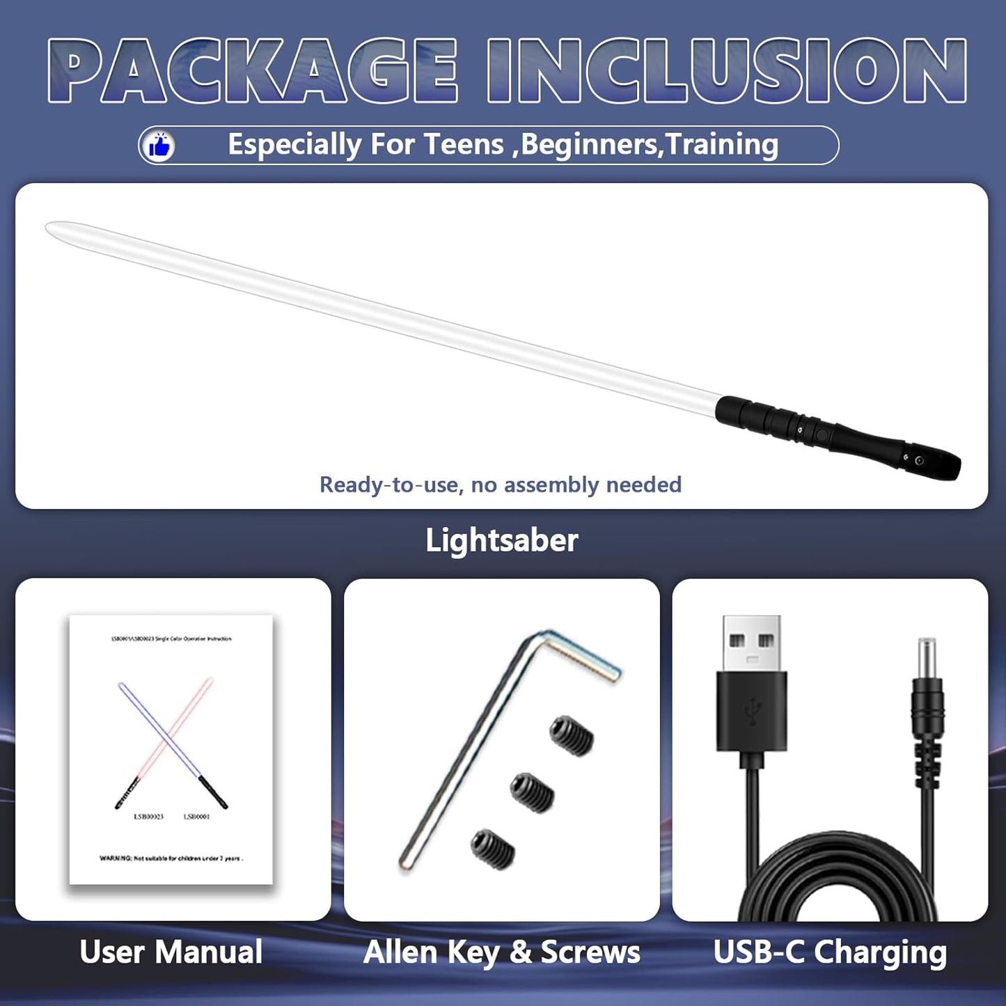 Dueling Lightsaber Zero 1 Black Series | Swing Light Sabers | FOC FX Sabers with 3 Sound Fonts | Heavy-Duty Light Sword | Black Metal Hilt for Adults, Boys, Teens (Blue)