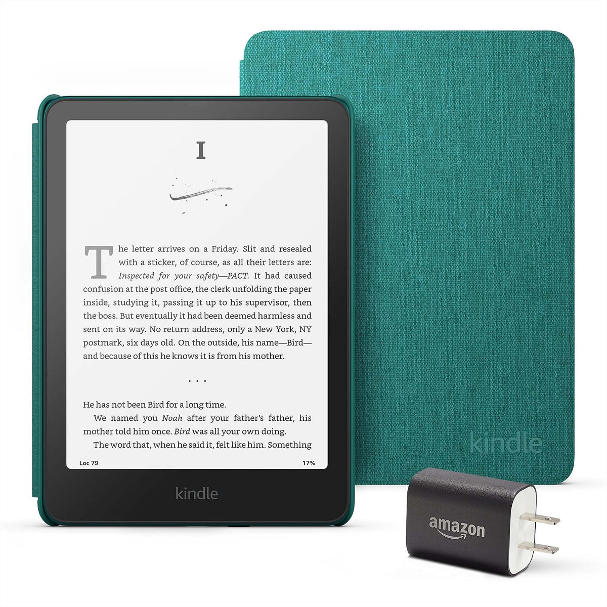 Kindle Paperwhite Bundle: Includes,  Kindle Paperwhite 16GB | Jade, Fabric Cover | Jade, & Power Adapter