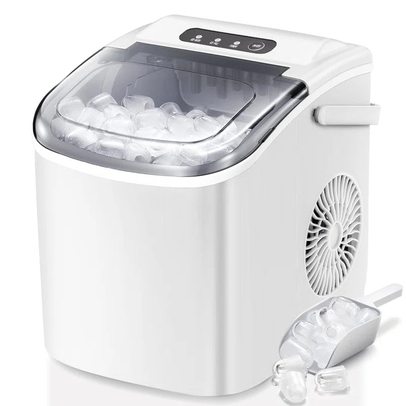 Countertop Ice Maker Ice Machine with Handle,Self-Cleaning Ice Makers, 26Lbs/24H, 9 Ice Cubes Ready in 6 Mins for Home/Kitchen/Bar/Party/Camping