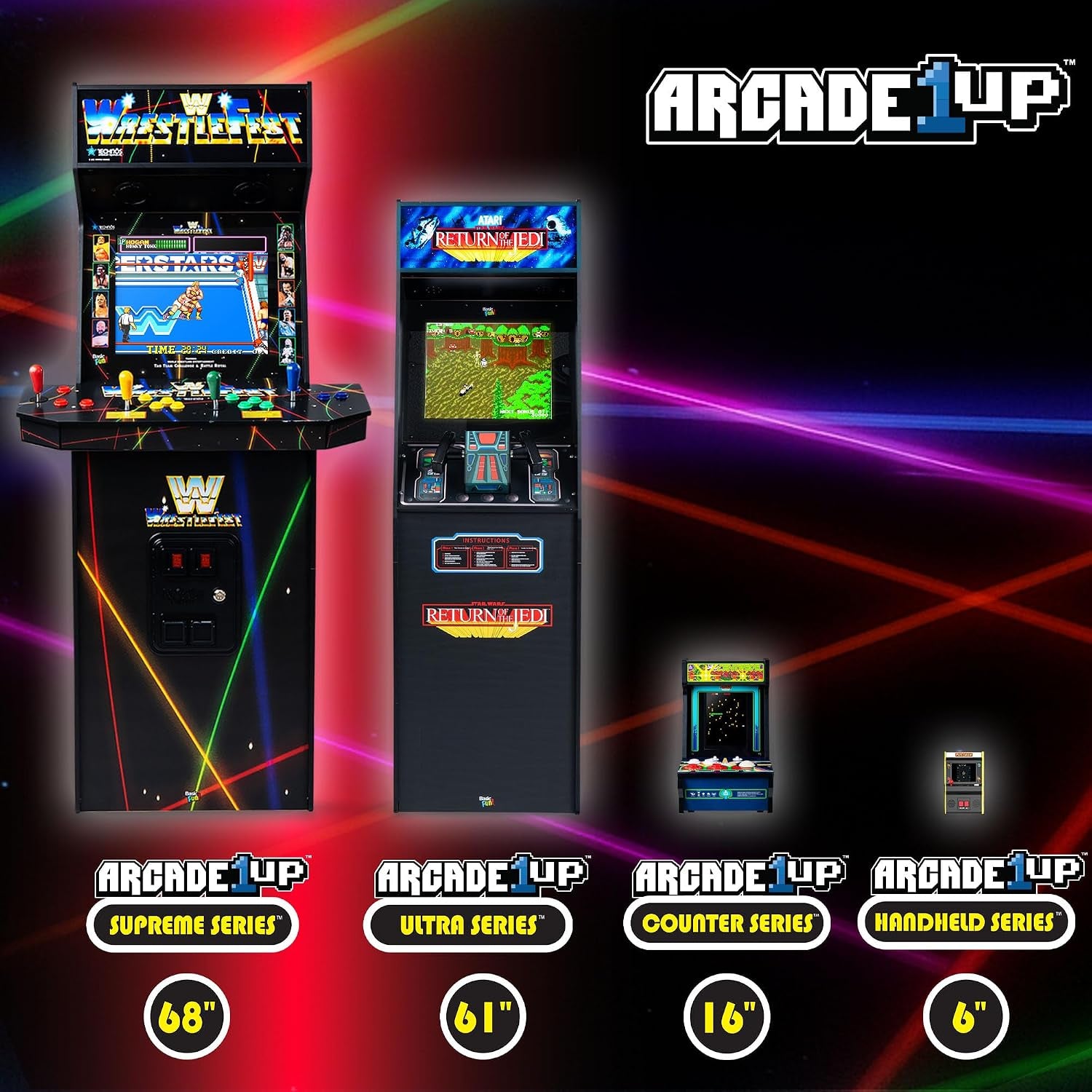 - Atari Tempest Counter Series Game Machine, 5 Games, 8" Liquid Crystal Screen - Mini Cabinet, Portable Gaming, Retro, Countertop Console, Basement Decoration, Man Cave