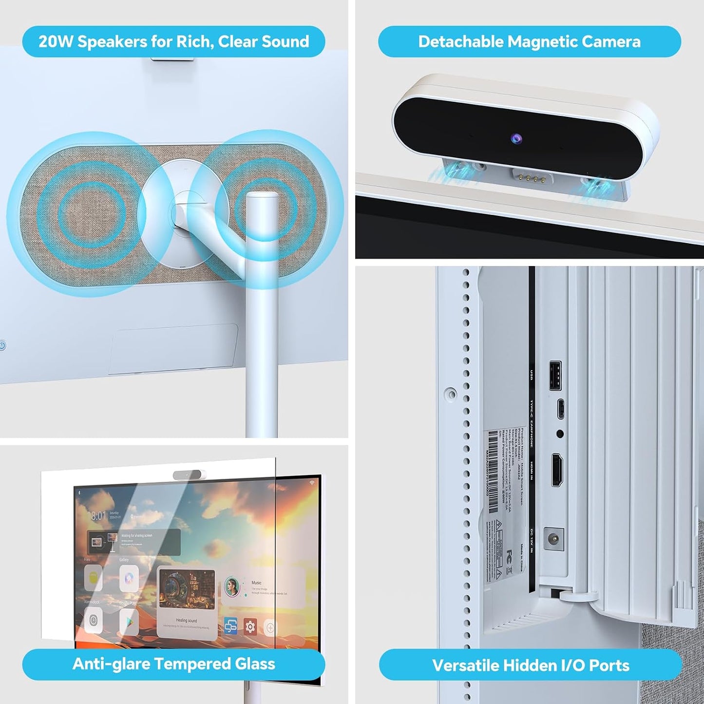 27" FHD Smart Portable TV on Wheels