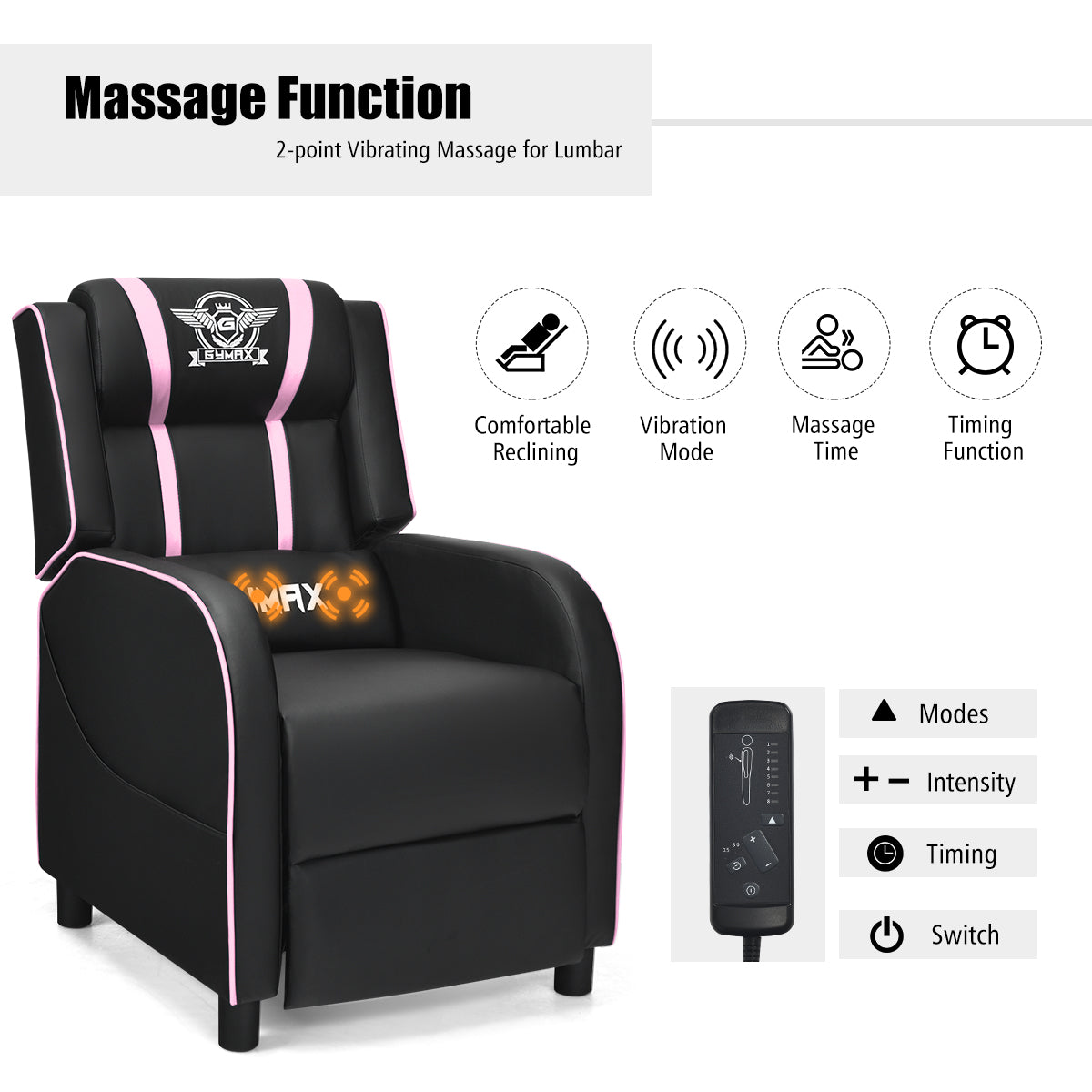 Massage Gaming Recliner Chair Racing Single Lounge Sofa Home Theater Seat
