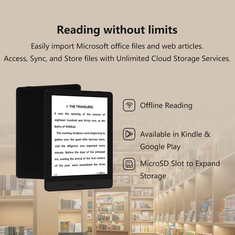 READ 6-Inch E-Paper Portable Ebook Reader: Android Open System, Supports Google Play & Kindle APP Electronic Book Tablet