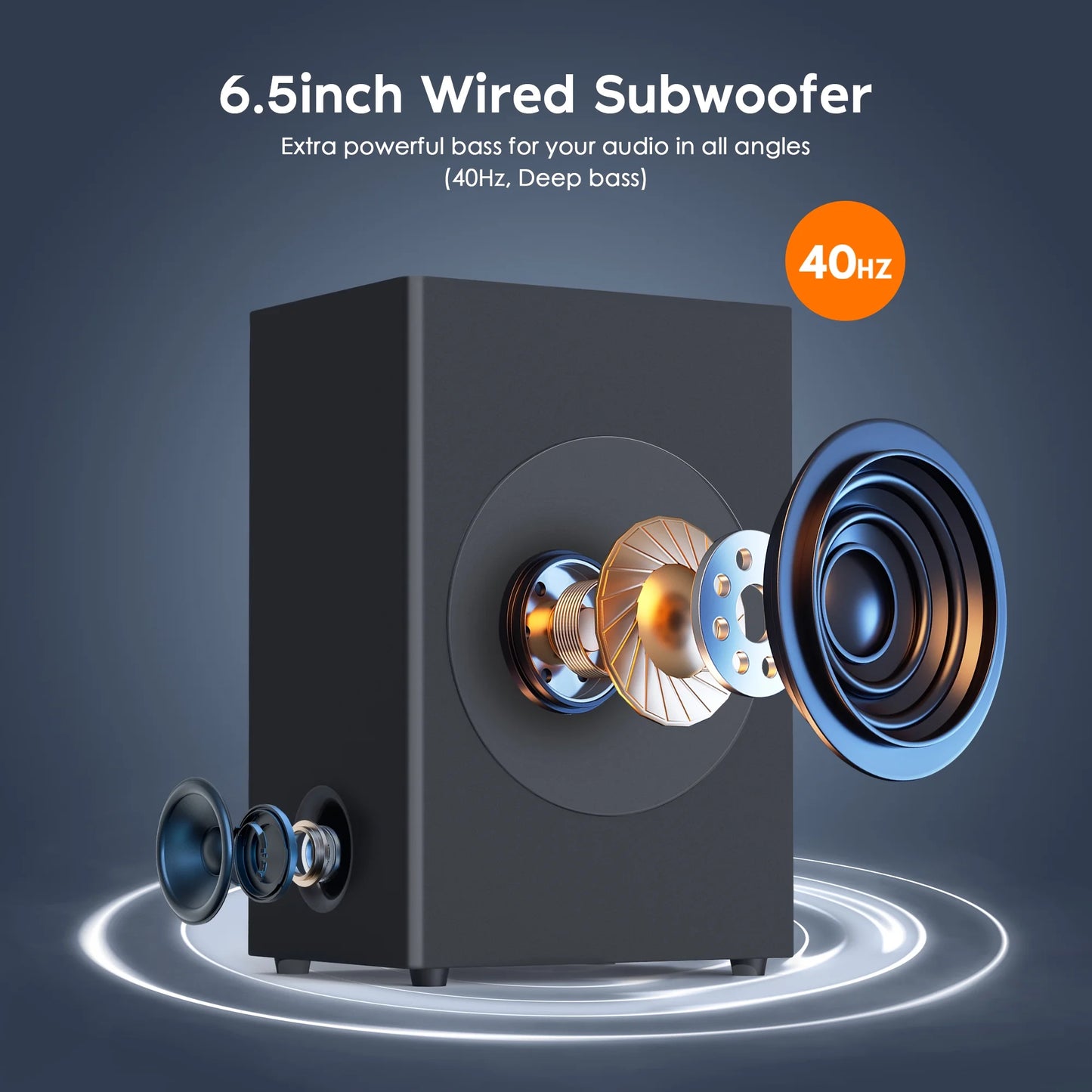 Soundbar with Subwoofer, 2.1 CH Separable Sound Bars for TV, Bluetooth/Hdmi-Arc/Aux/Opt 3D Surround Sound