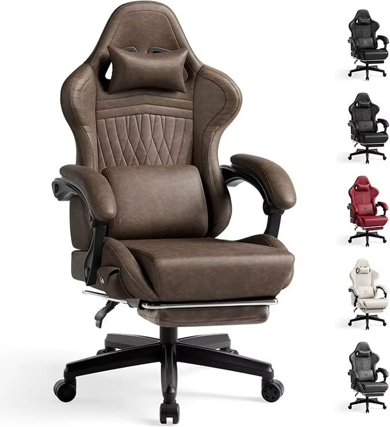 Gaming Chair with Speakers, Video Game Chairs with Footrest, PC Gamer Chairs for Adults - Padded High Back Ergonomic Re