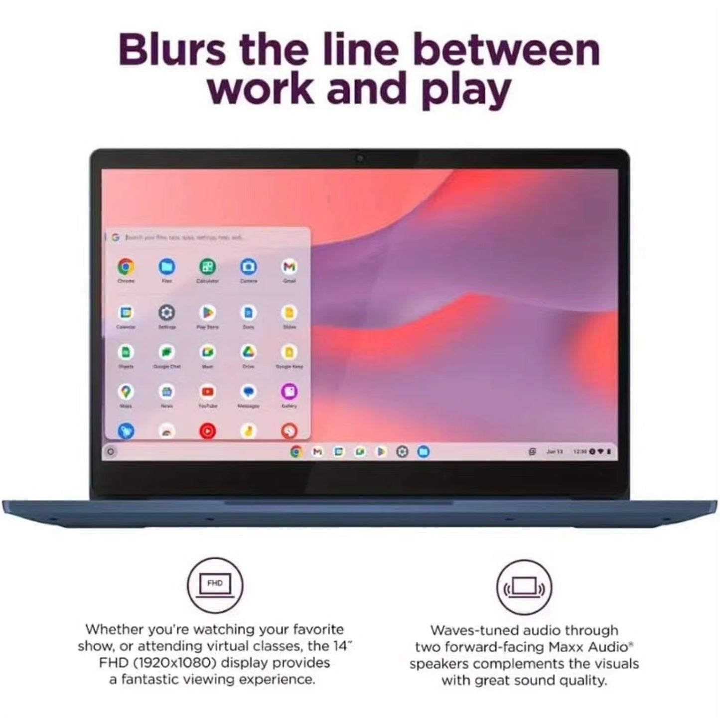 Lenovo Ideapad Slim 3 14'' Full HD Chromebook, Kompanio 520,4GB RAM,320GB Storage(64Gb Emmc+256Gb SD Card),Chrome OS