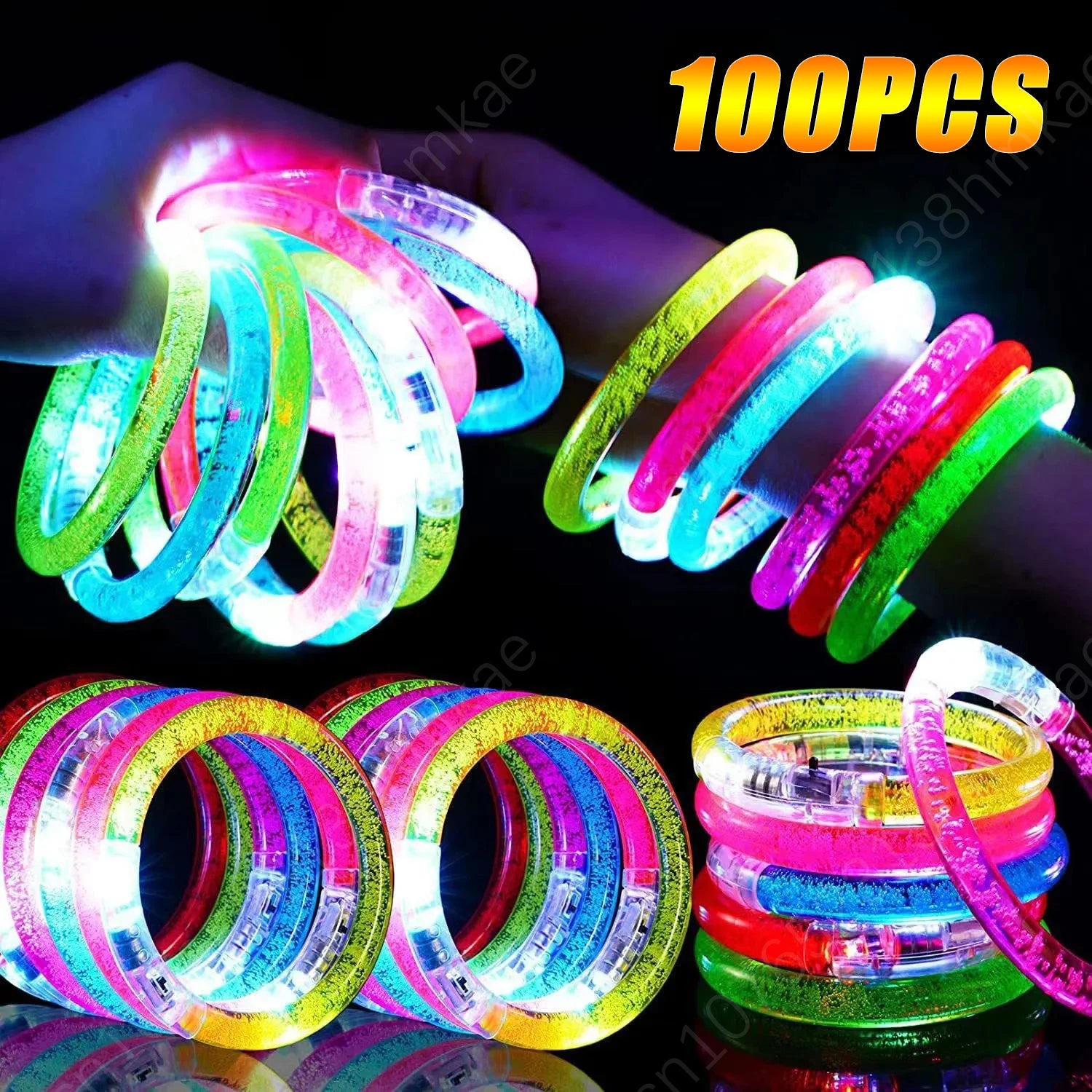100PCS Halloween Luminous Bracelets Bubble Glow-In-The-Dark Bracelets Party Music Festival Atmosphere Gifts Party Party Supplies