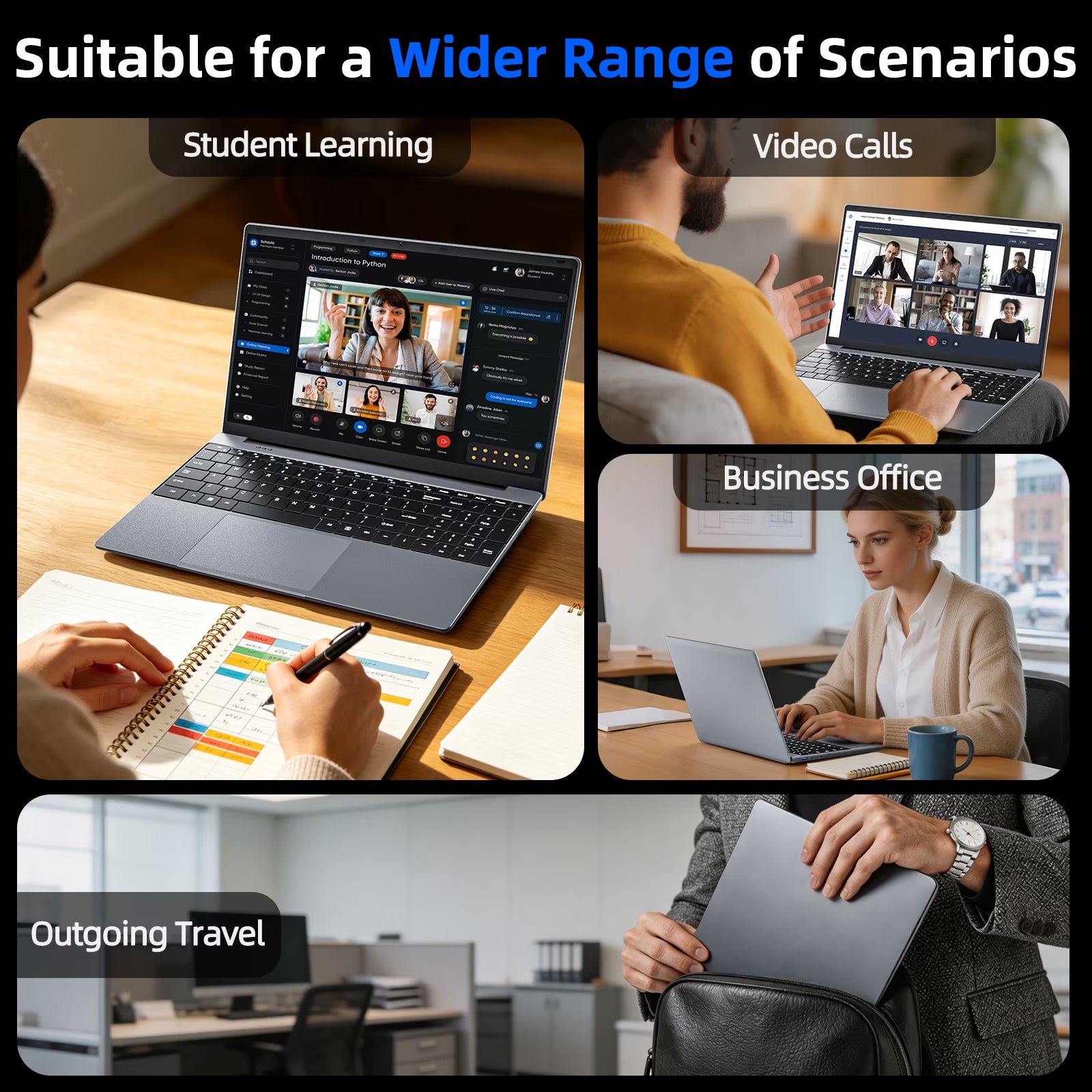 15.6" Laptop 12GB DDR4 256GB SSD Windows 11 Laptops Computer, 4-Core Intel Celeron CPU, AI App, Office 365, 1080P FHD, Wifi 5