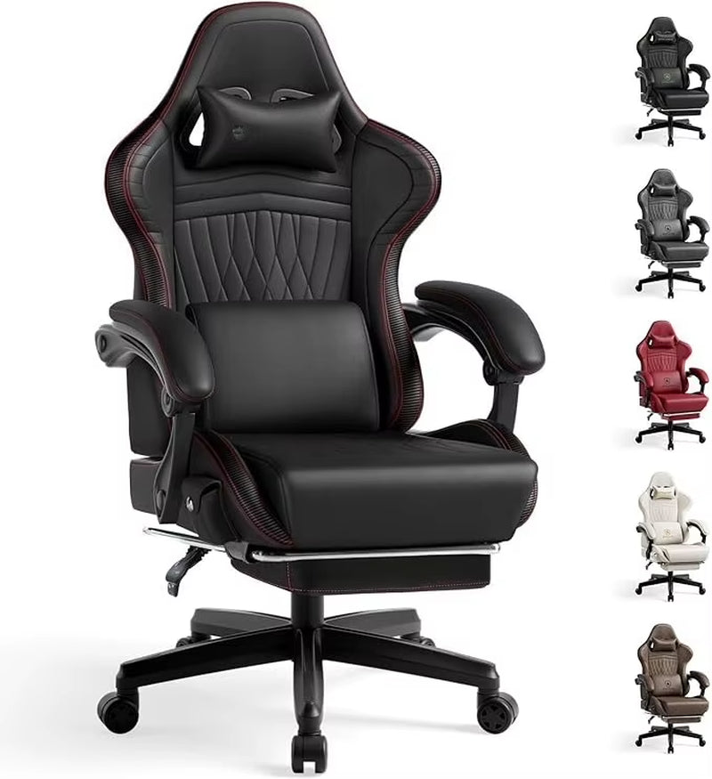 Gaming Chair with Speakers, Video Game Chairs with Footrest, PC Gamer Chairs for Adults - Padded High Back Ergonomic Re