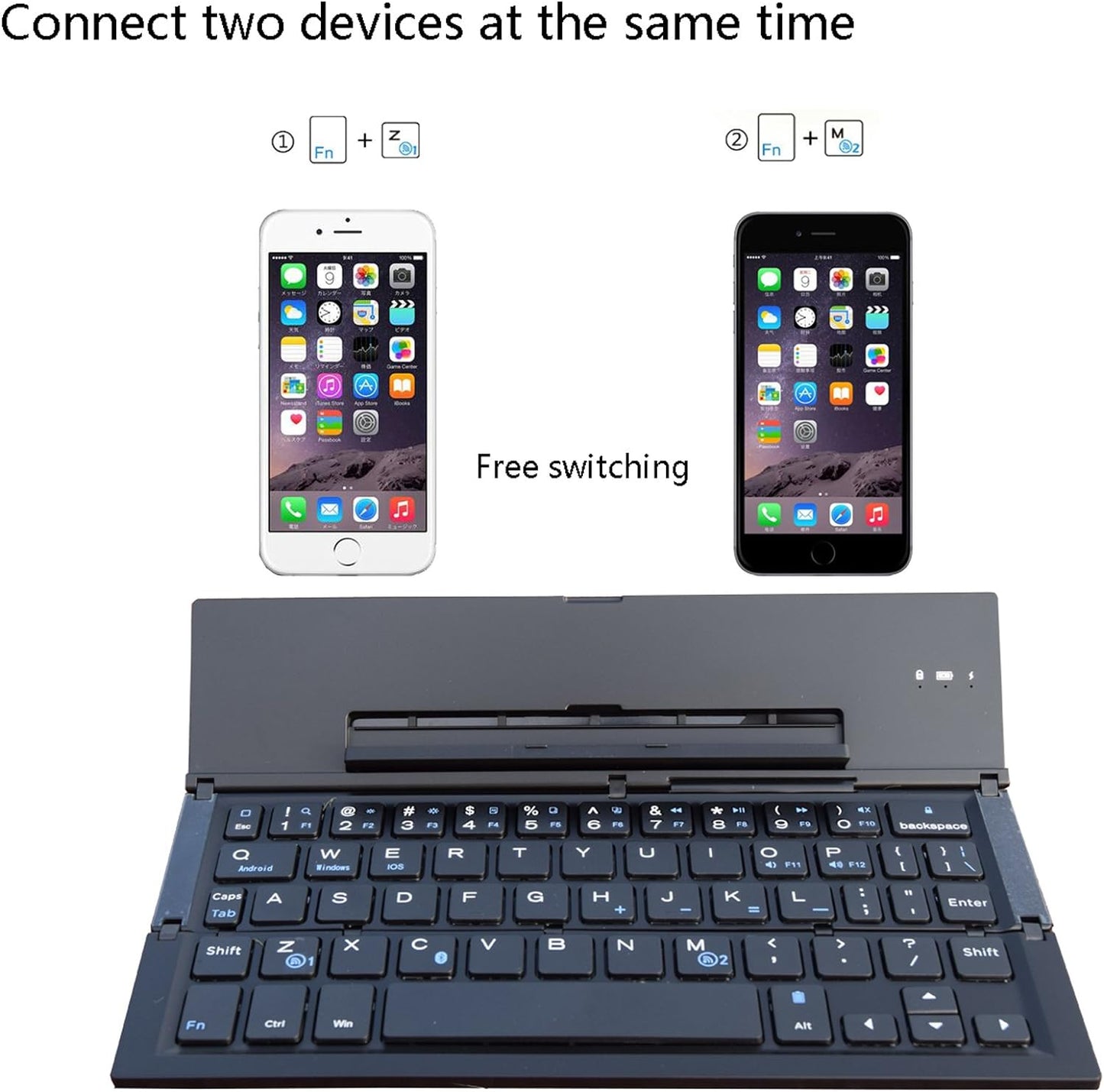 Foldable Bluetooth Keyboard Portable Folding Wireless Keyboard with Portable Pocket Size, Aluminum Alloy Housing for Iphone,Ipad, Tablet,Laptops and Smartphones (Black)