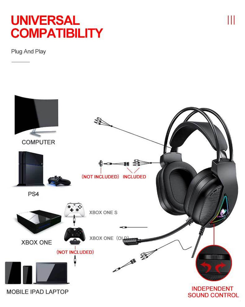 RGB PC Gaming Keyboard Mouse & Headset Set LED Gamer Bundle Mechanical Kits 4IN1