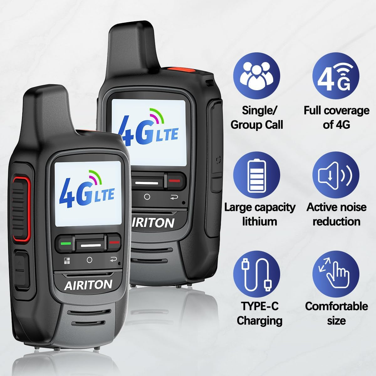 Walkie Talkies Fast Radio Unlimited Range Nationwide 4G Long Distance 5000 Miles Handheld POC Two Way Radio with Headset Push to Talk over Cellular Radio Long Range Walkie Talkies (2 with SIM Card)