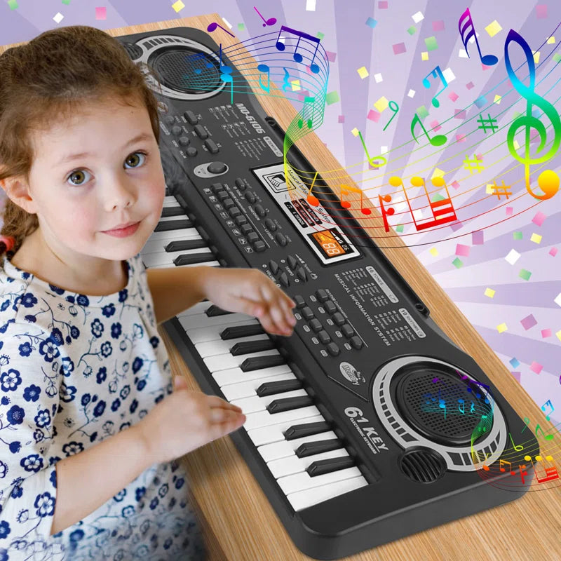 61-Key Kids Electronic Keyboard with Microphone Multifunctional Music Toy