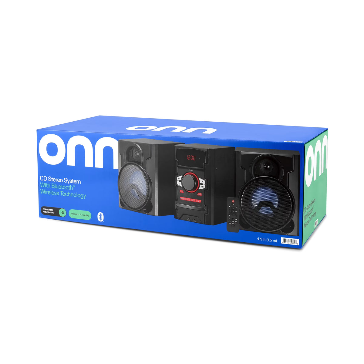 . CD Stereo System 100W with Bluetooth and USB Charging