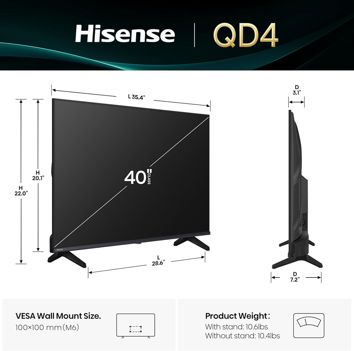 40-Inch Class QD4 Series Hi-Qled FHD Smart Fire TV (40QD4QF) - Quantum Dot Color, DTS Virtual: X, Alexa Built In, Slim Bezel Design