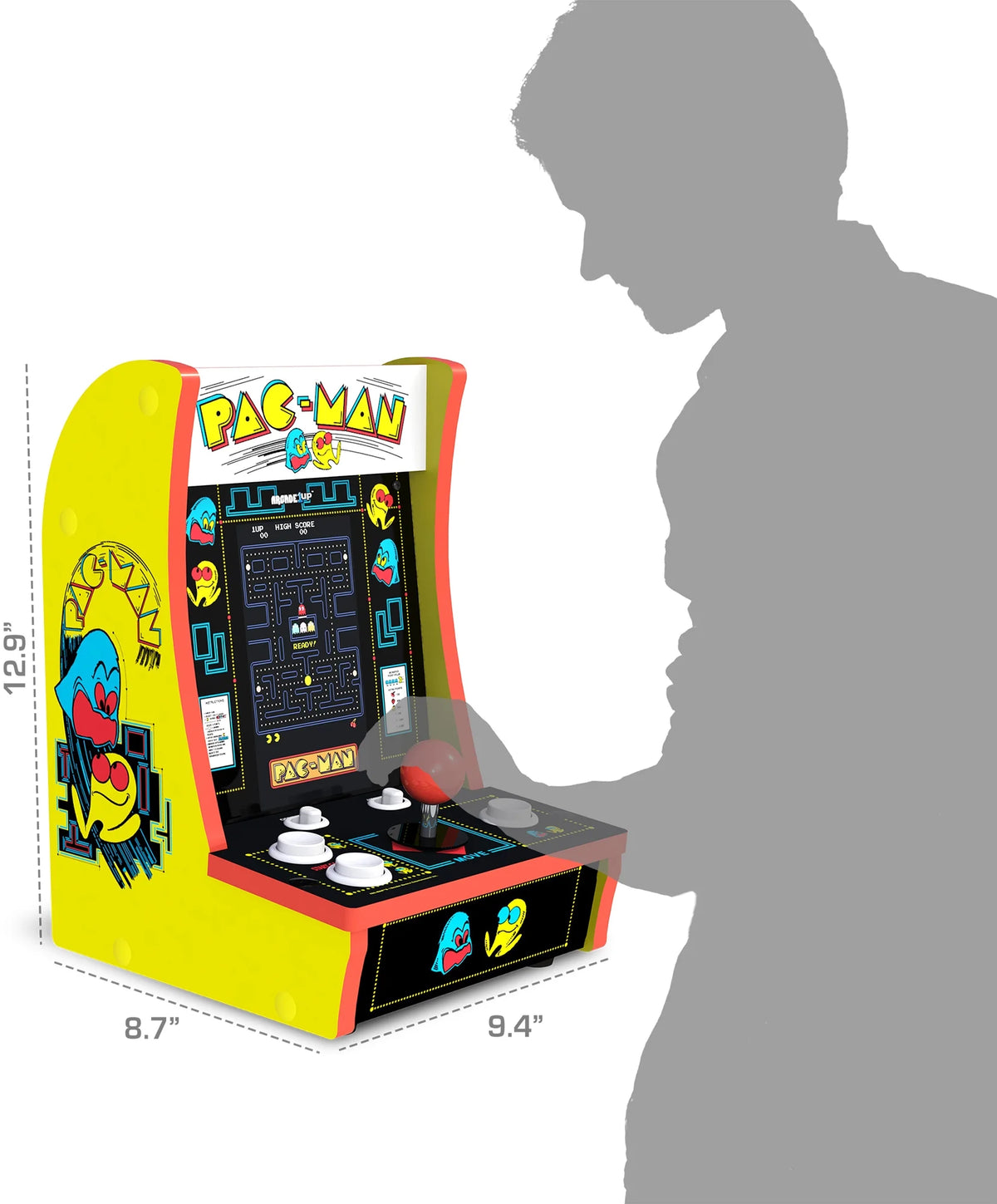 Pac-Man Countercade - 3 Classic Games, Retro Game Console for Home, Portable Console with 7-Inch Screen, Table-Top Video Game for Game Room